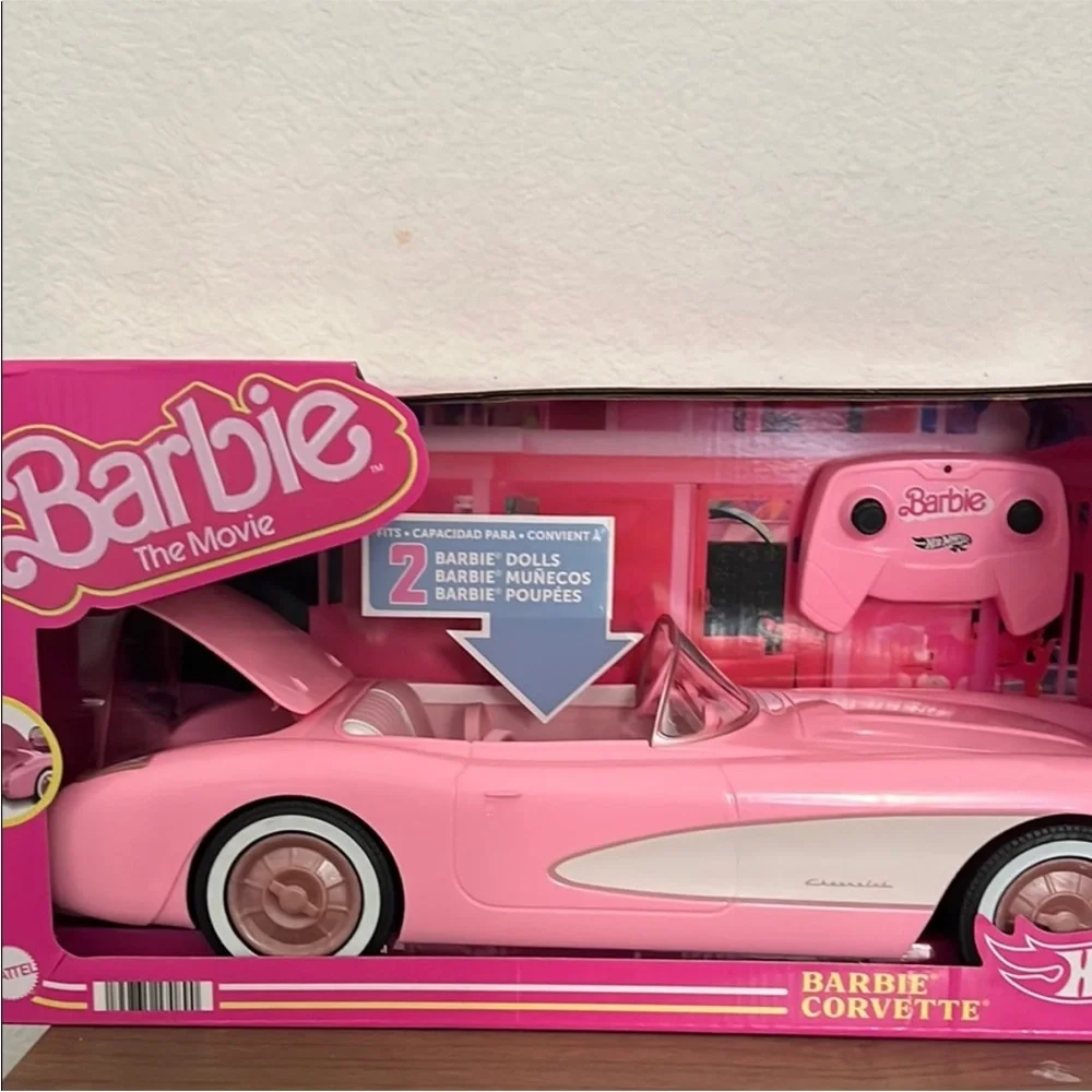 NWR Barbie Pink and White Convertible Corvette with Pink Remote